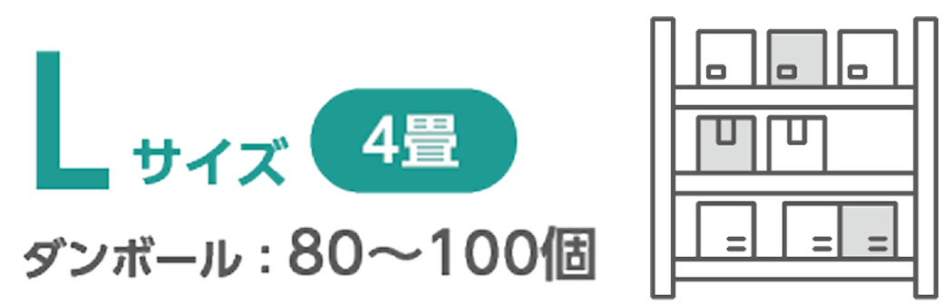 Lサイズ 4畳 ダンボール:80-100個