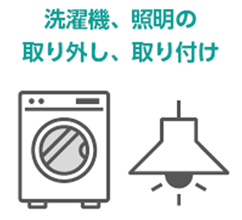 洗濯機、照明の取り外し・取り付け